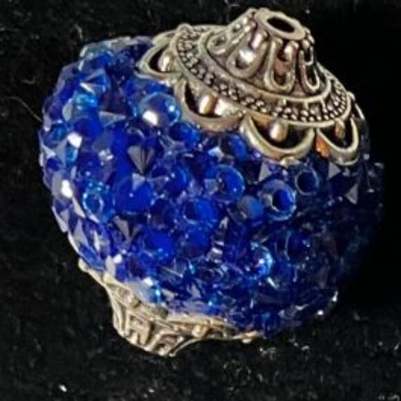 Handcrafted Double-Link Silver/Navy Bead Necklace Three-Time PoshParty Host Pick - Picture 8 of 16